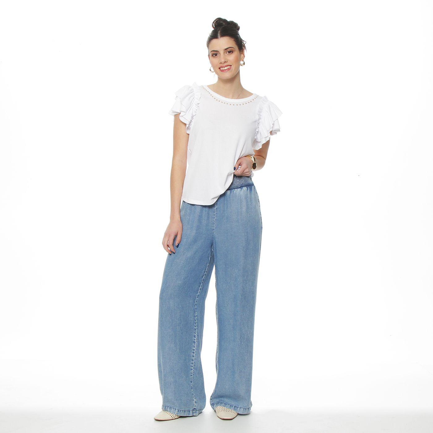 Pantalon Lyocell Wide Leg Tiro Alto Pretina Elasticada-5