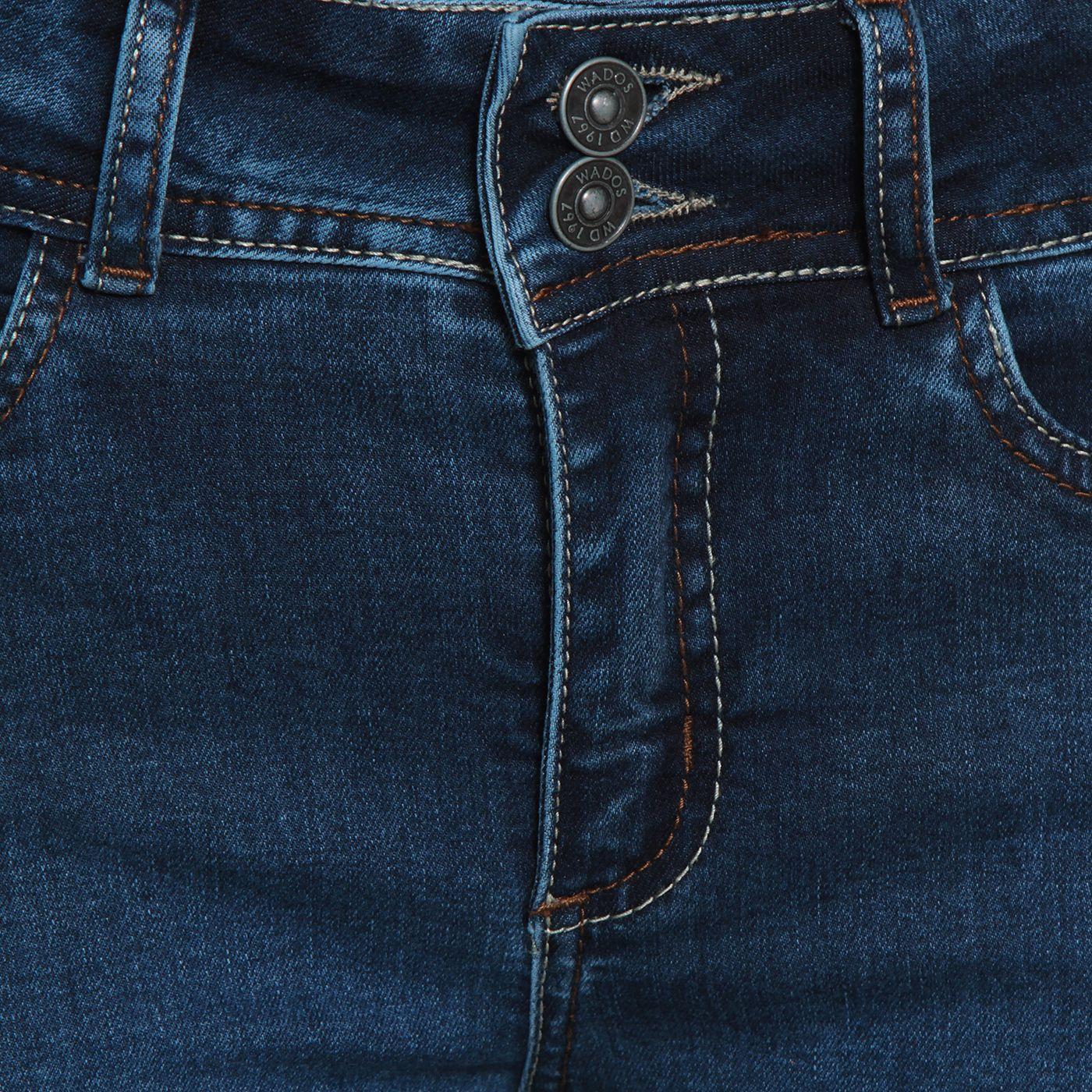 Jeans Recto Tiro Medio Push In Push Up Pretina  Media Dos Botones-1