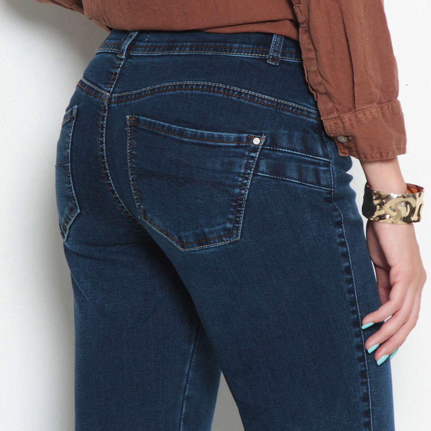Jeans Recto Tiro Medio Push In Push Up Pretina  Media Dos Botones-5