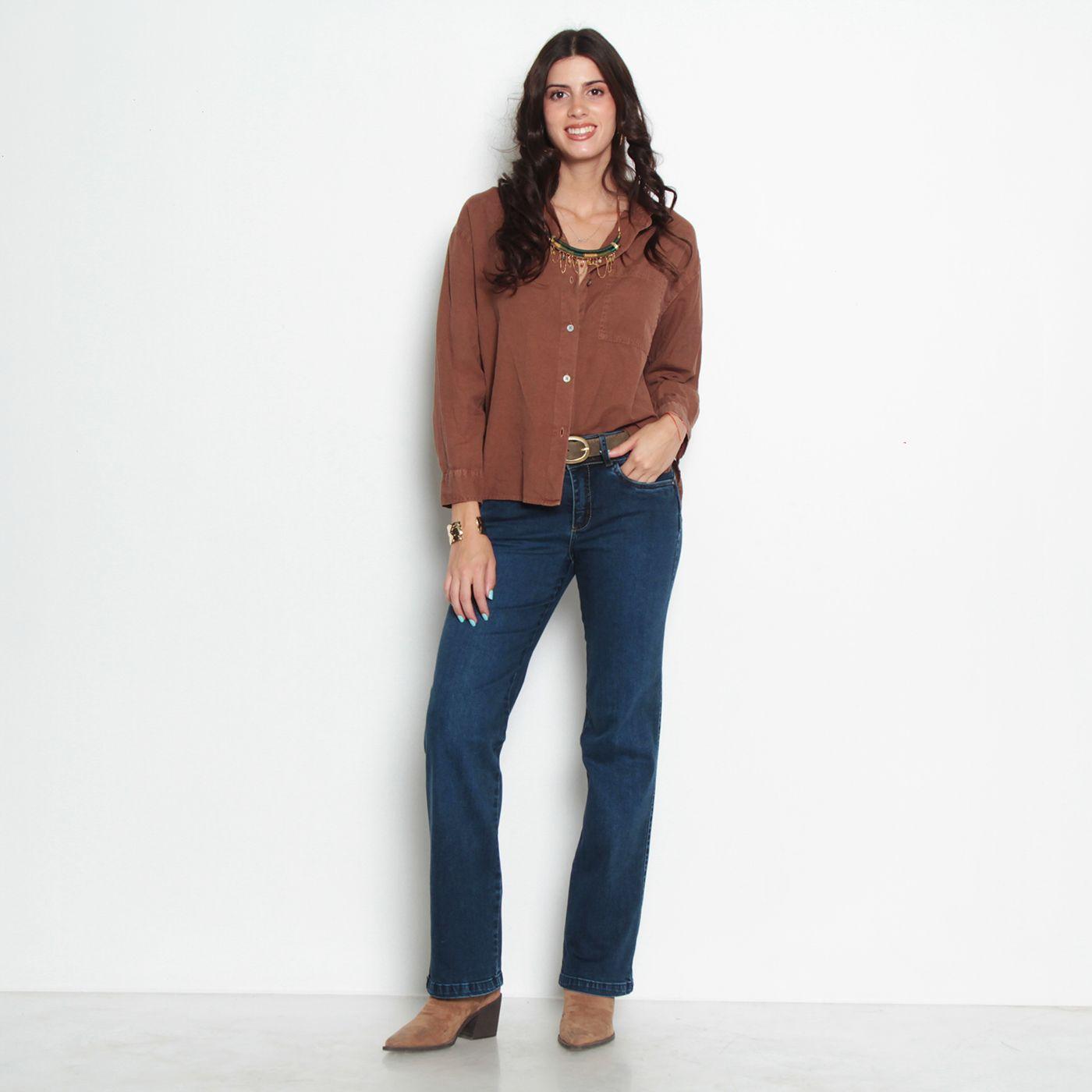 Jeans Recto Tiro Medio Push In Push Up Pretina  Media Dos Botones-7