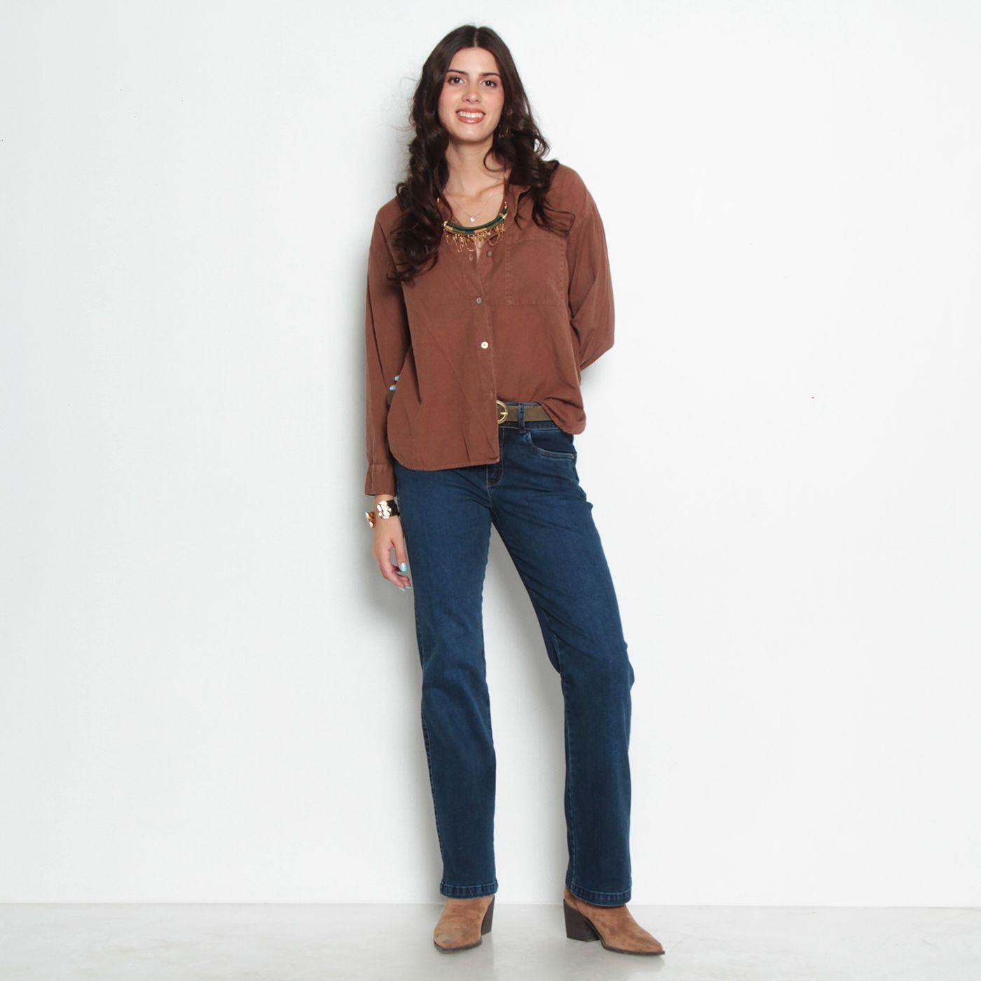 Jeans Recto Tiro Medio Push In Push Up Pretina  Media Dos Botones-8