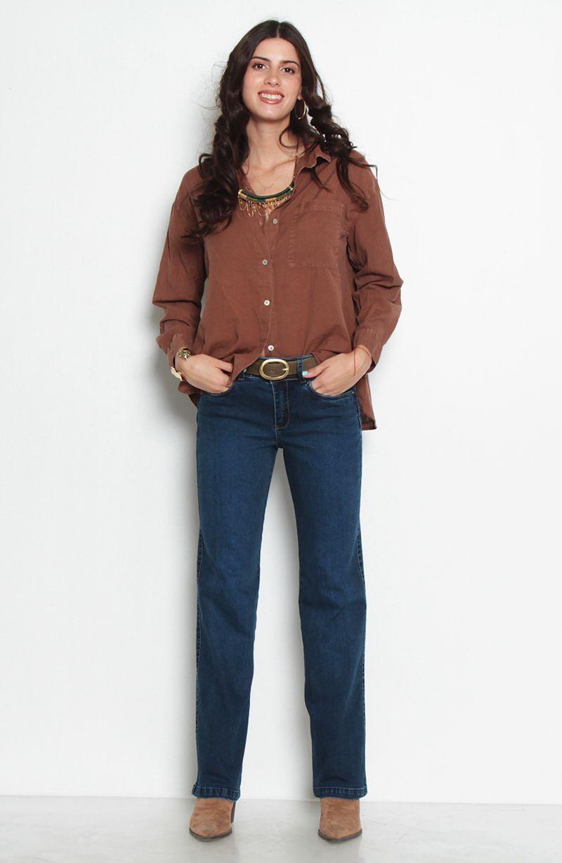 Jeans Recto Tiro Medio Push In Push Up Pretina  Media Dos Botones-8