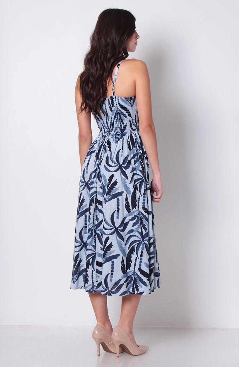 Vestido Estampado Sin Manga Con Corte En Delantero-4