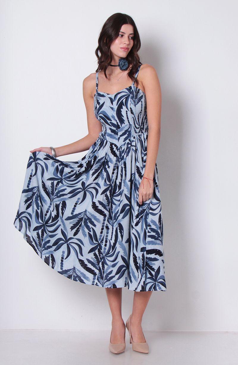 Vestido Estampado Sin Manga Con Corte En Delantero-5