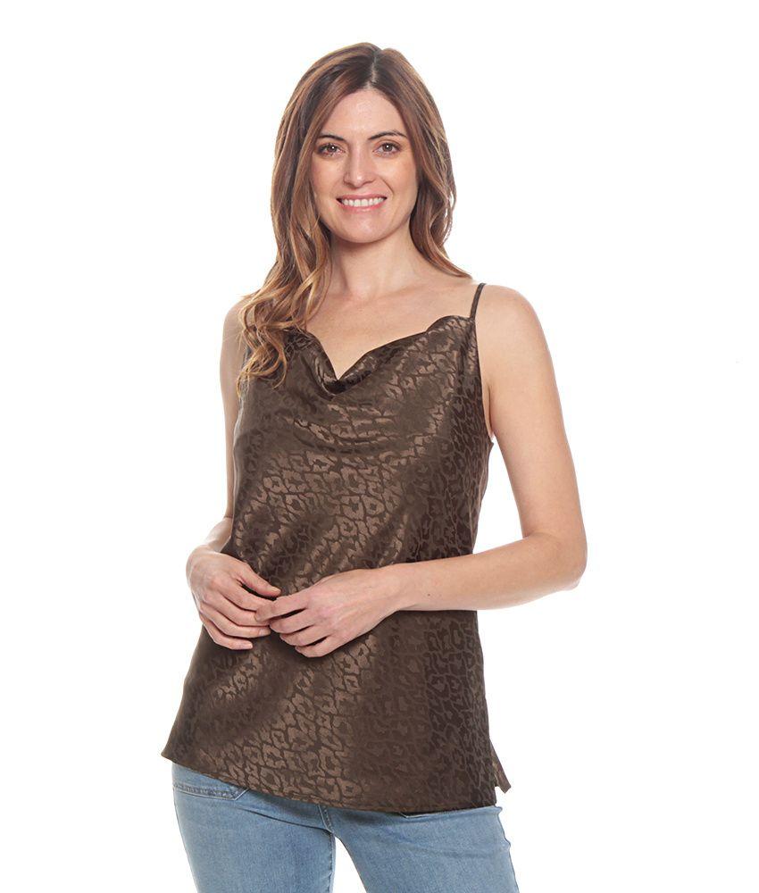 Blusa Sin Manga Pabilo Estampada Escote Bote-0