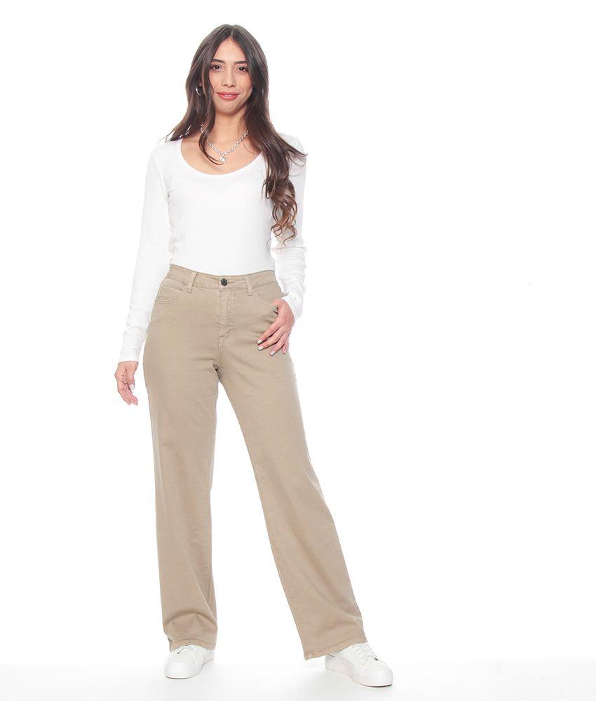 Pantalon Recto Tiro Alto Pretina Basica 1 Boton-1
