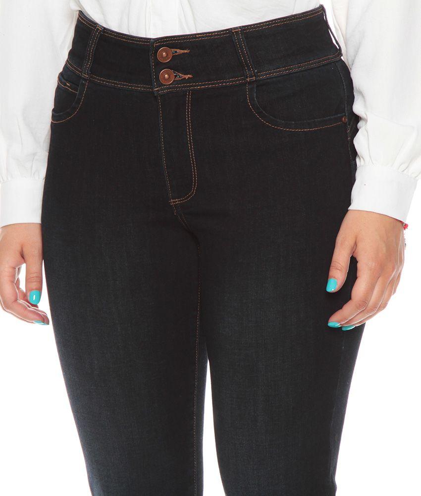 Jeans Straight Tiro Alto  Pretina 2 Botones Push Up-2