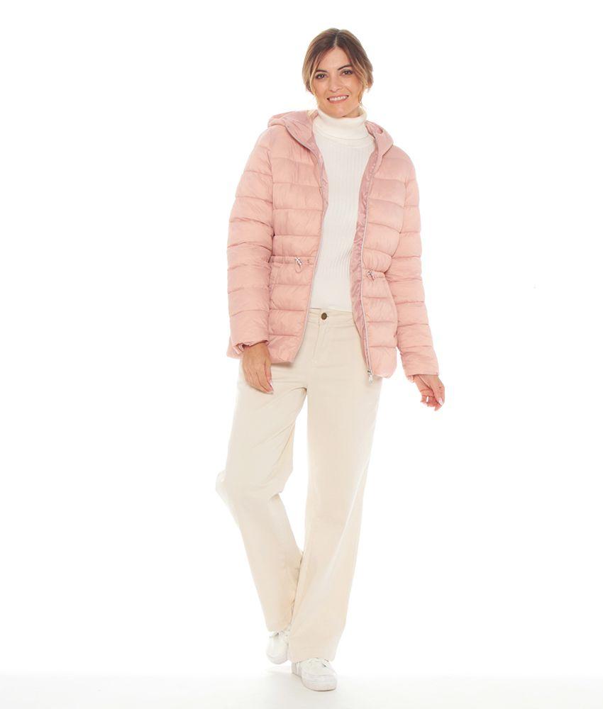 Parka Manga Larga Solido Con Capucha Y Elastico Ajustable En Cintura-6