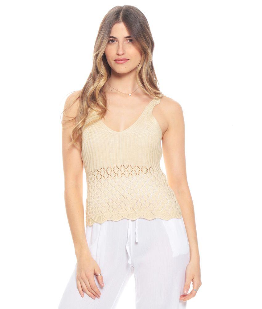 Peto Sin Mangas Tejido Escote V-0