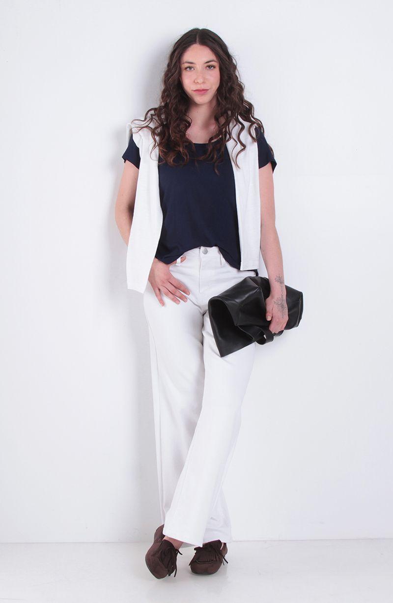 Jeans Wide Leg Tiro Alto Pretina Basica 1 Boton-4