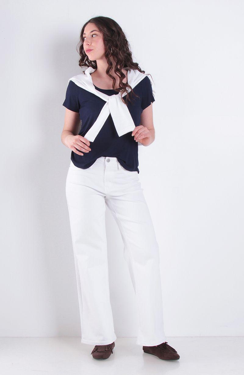 Jeans Wide Leg Tiro Alto Pretina Basica 1 Boton-6