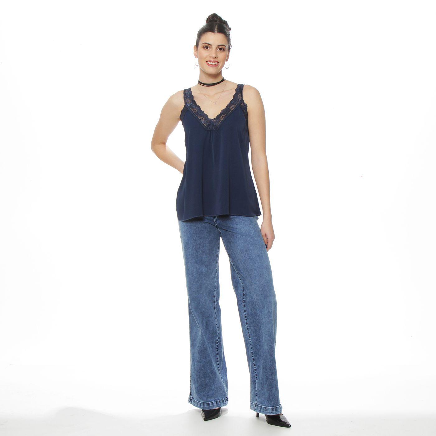 Blusa Sin Manga   Escote V Con Encaje-2