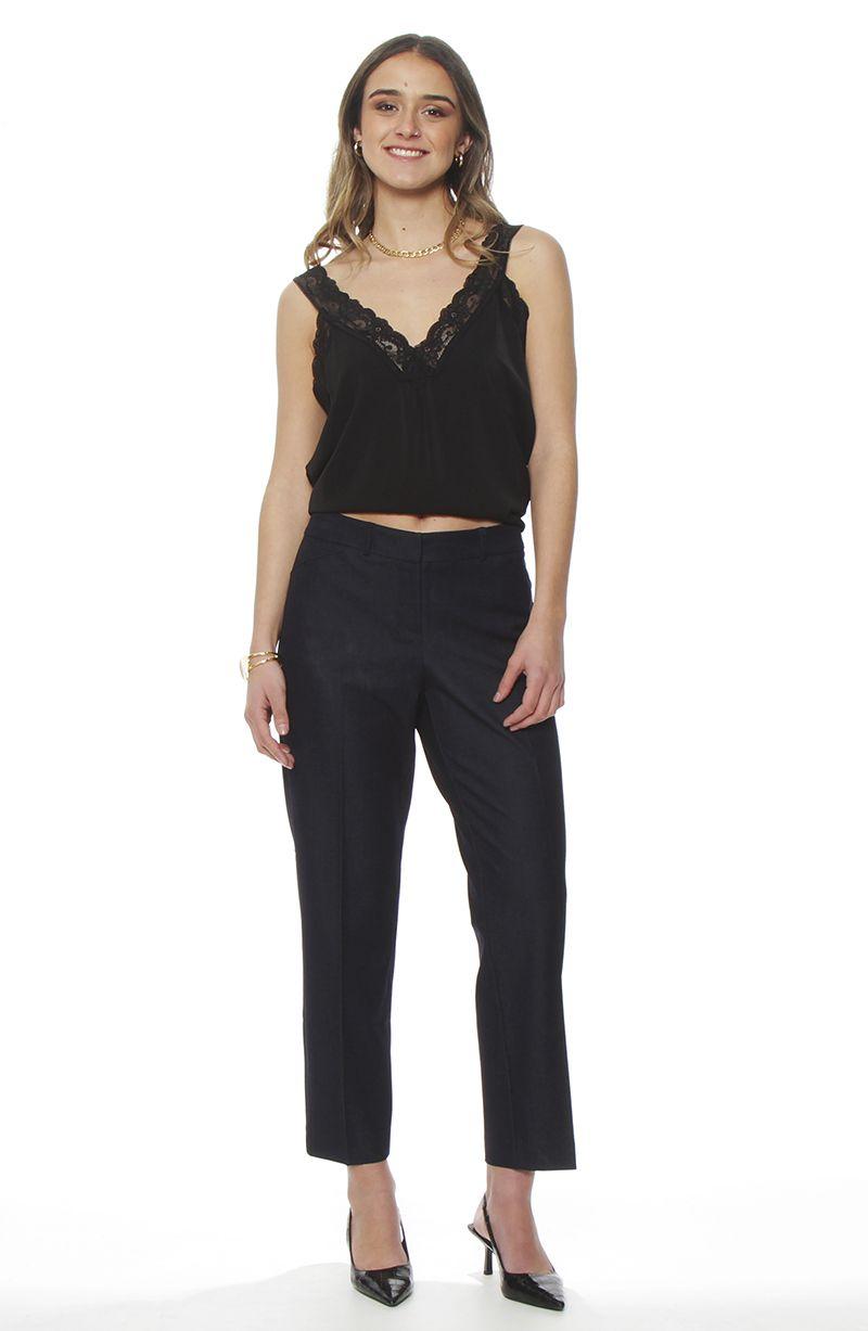 Pantalon Slim Tiro Alto Pretina Basica-3