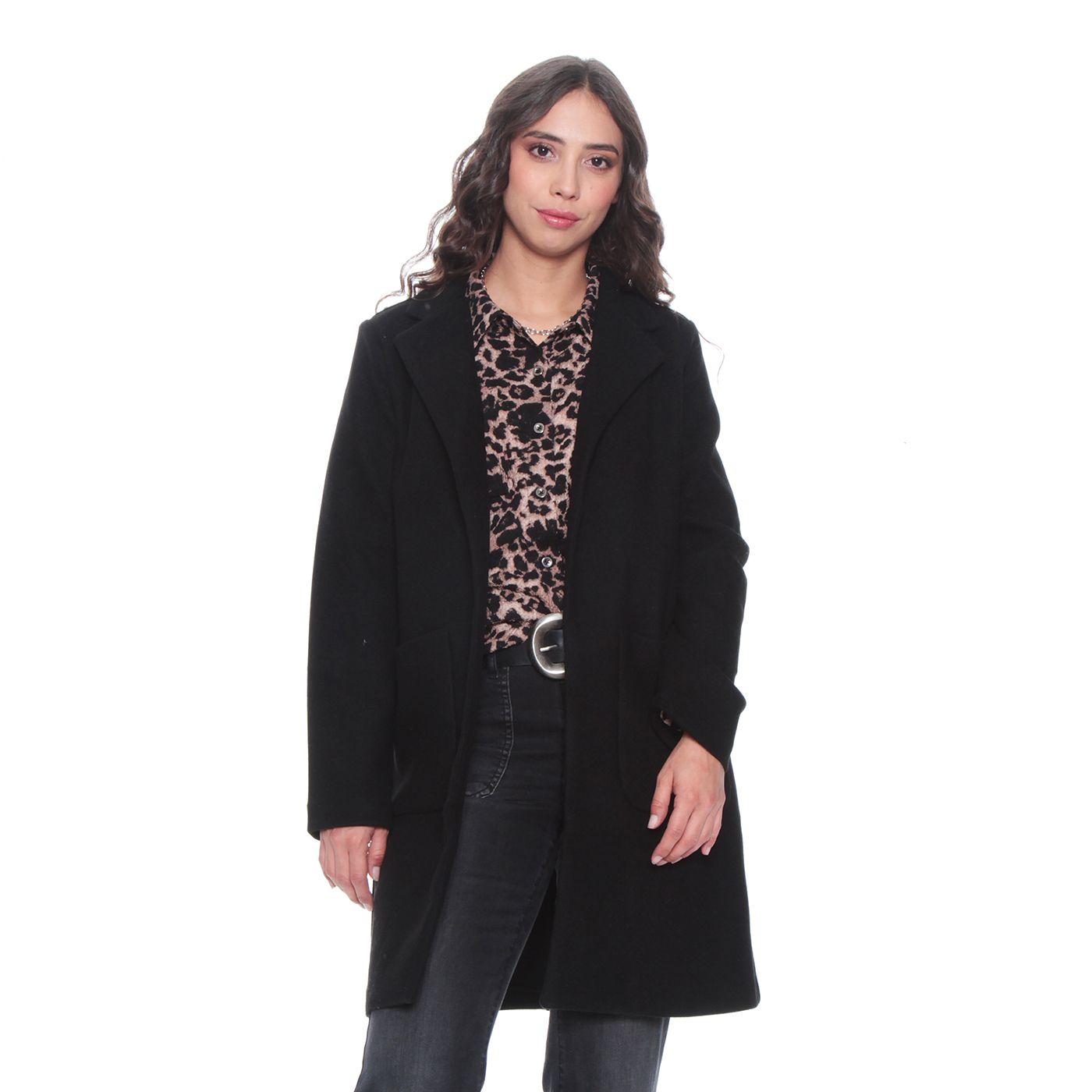 Abrigo Manga Larga Solido Con Bolsillo En Delantero-0