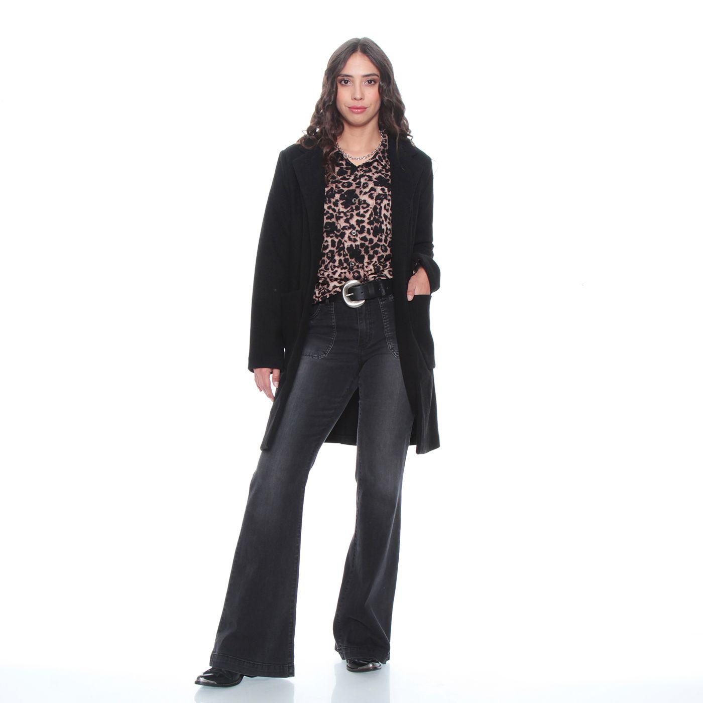 Abrigo Manga Larga Solido Con Bolsillo En Delantero-4