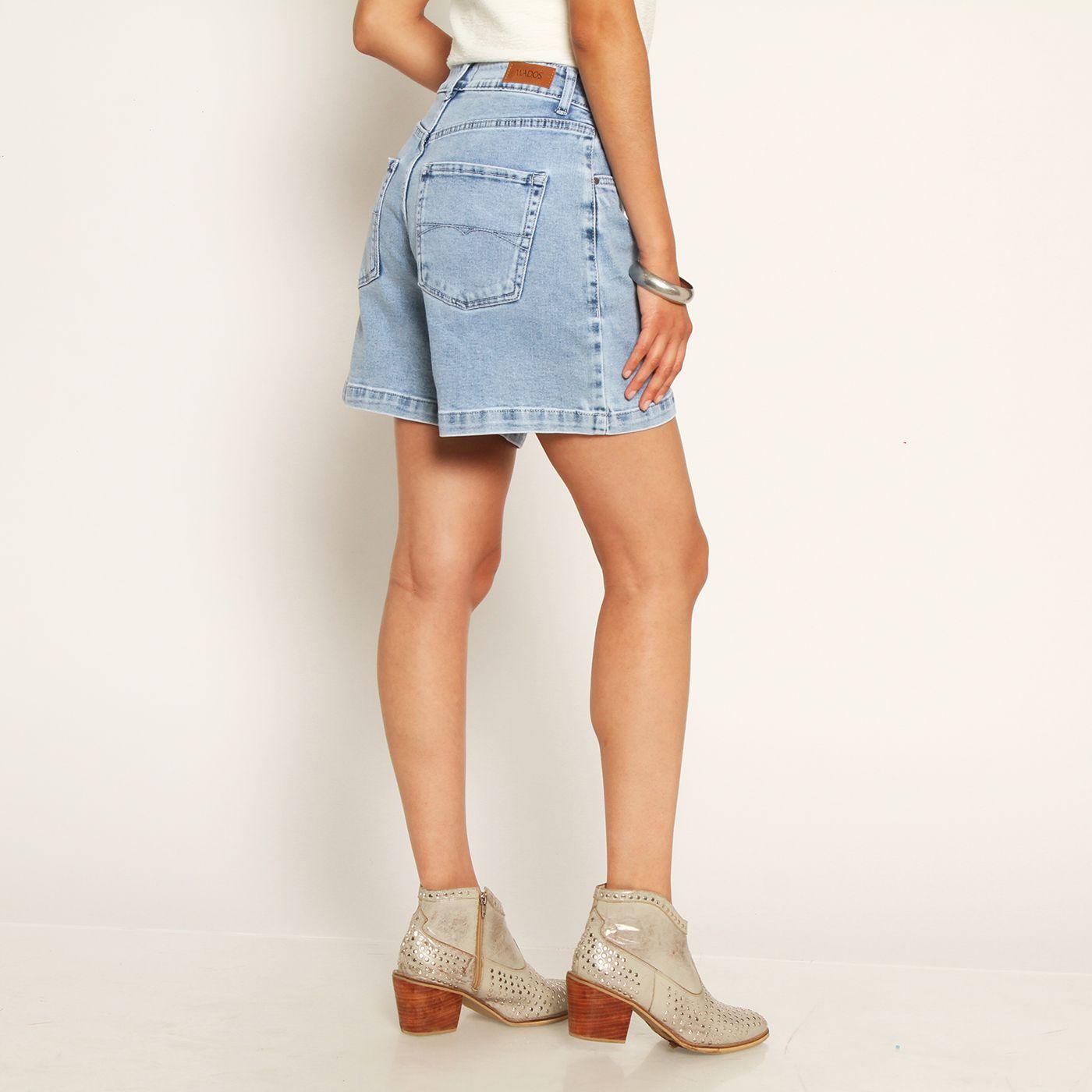 Bermuda Denim Tiro Alto Pretina Basica 1 Boton-8