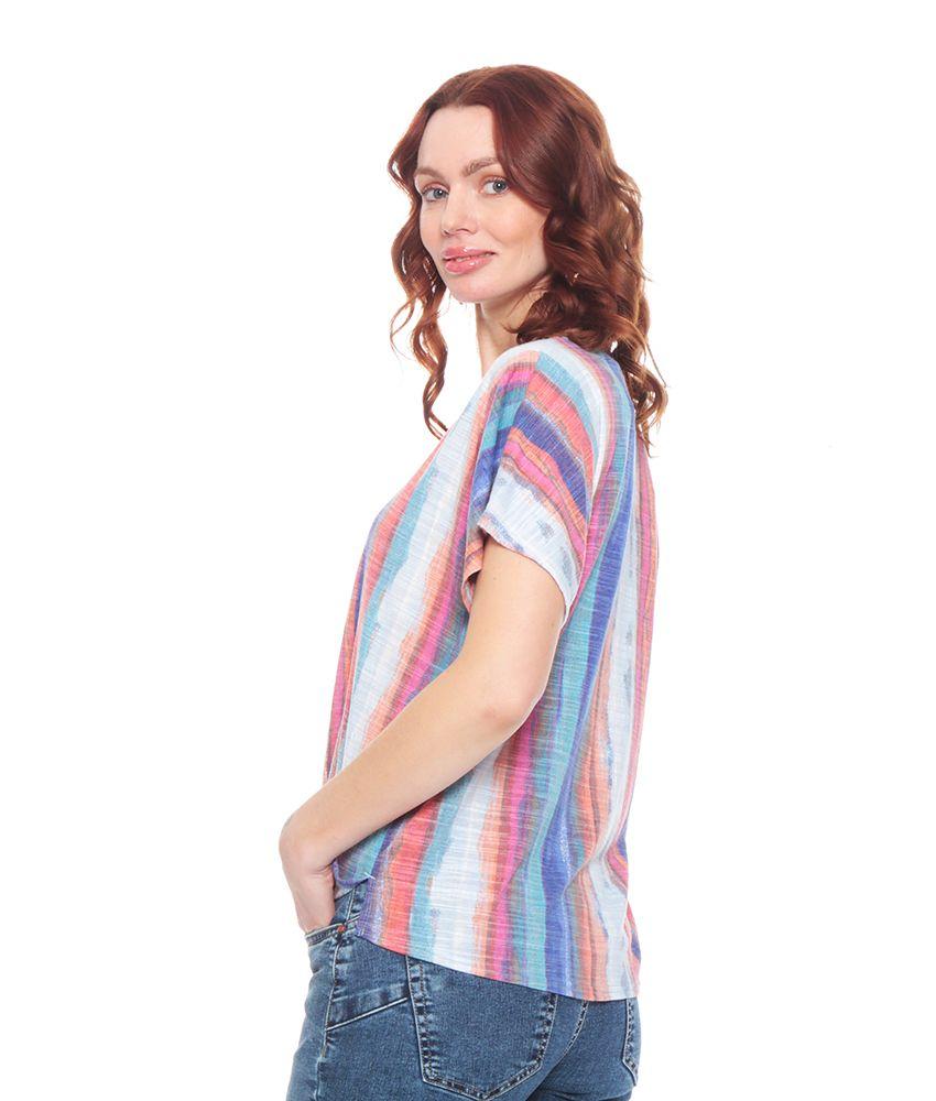 Blusa Estampada Anudada Manga Corta Escote V-4