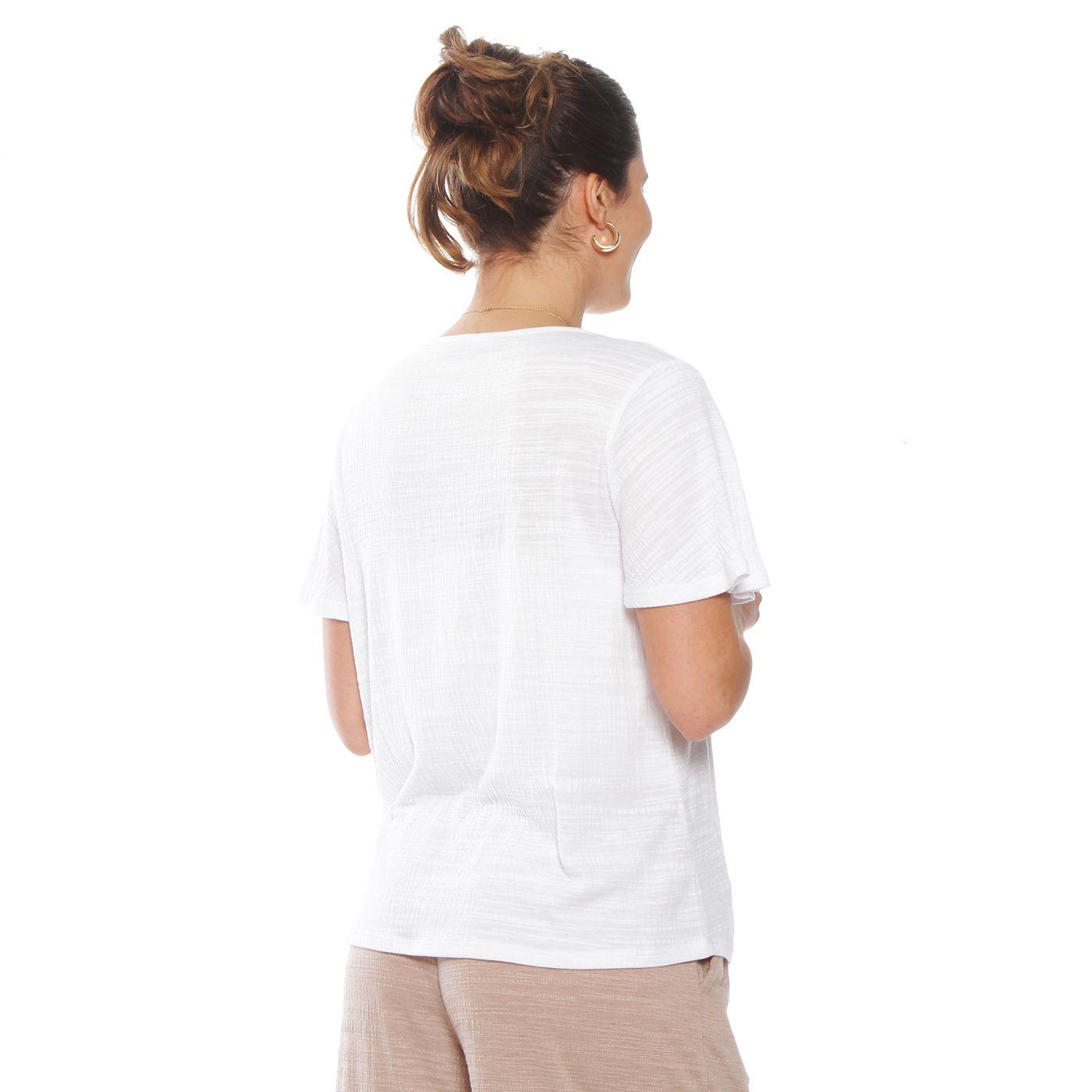 Polera Manga  Corta Solida Escote V Con Aplicacion-5