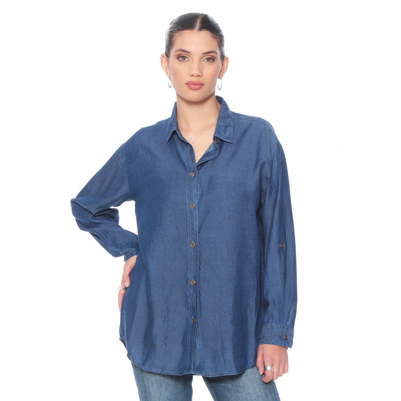 Blusa Manga Larga Tencel Abotonada En El Delantero-0