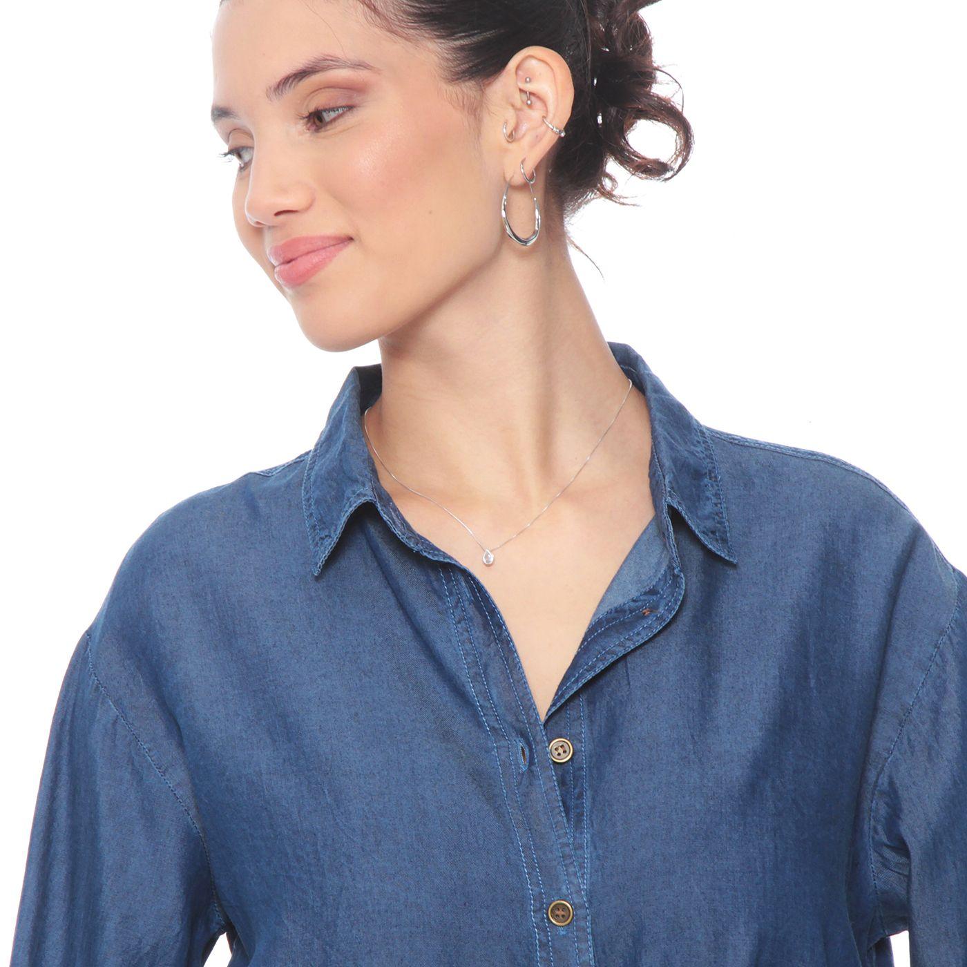 Blusa Manga Larga Tencel Abotonada En El Delantero-1