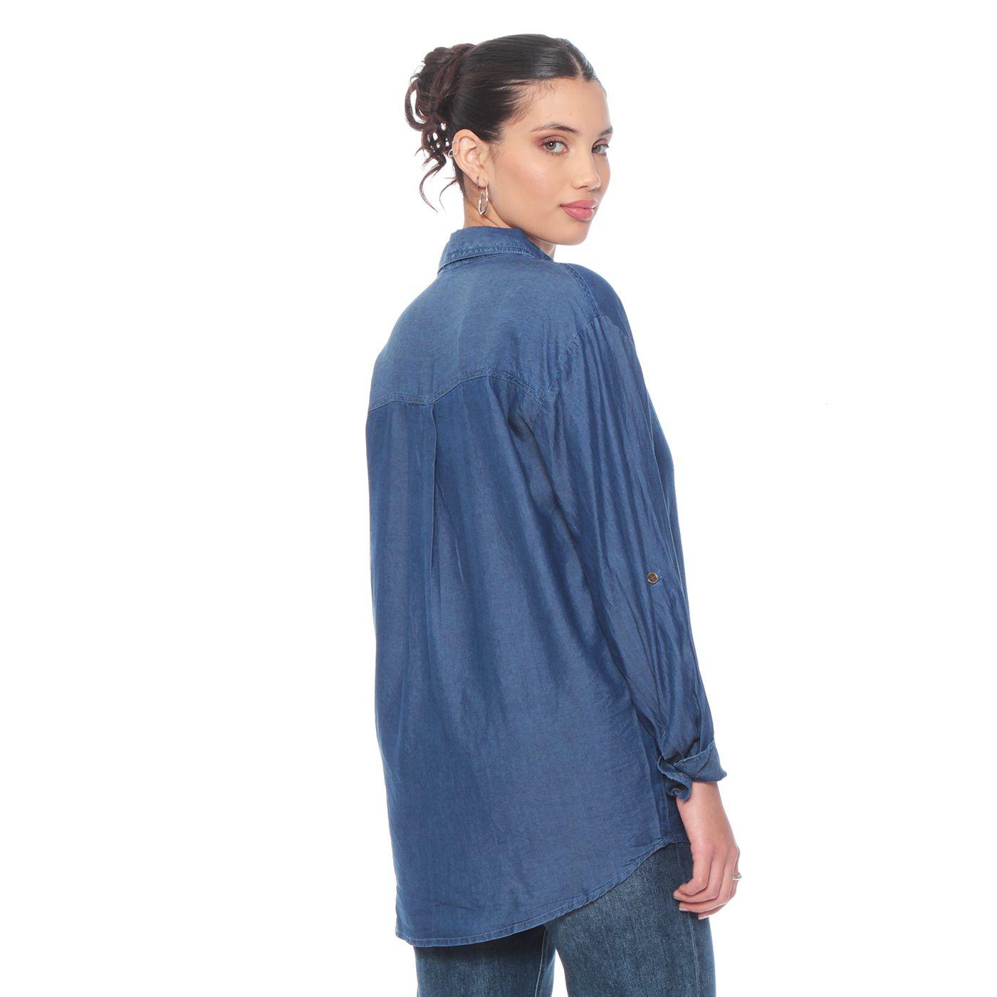 Blusa Manga Larga Tencel Abotonada En El Delantero-5