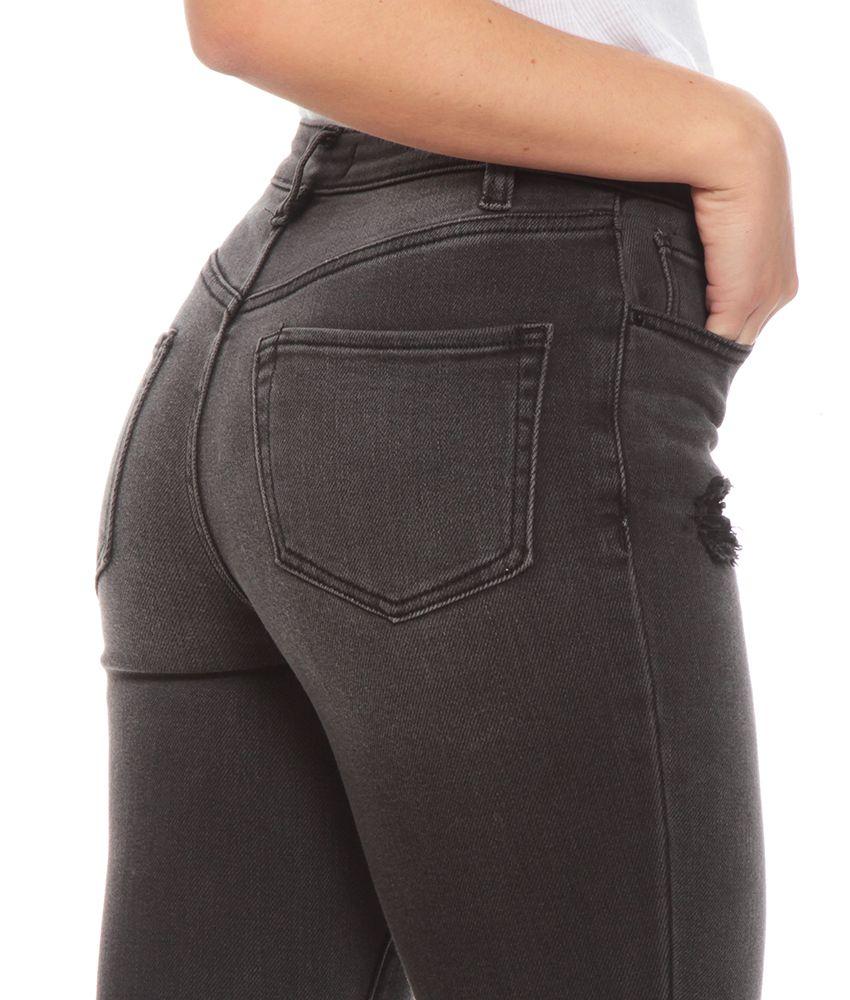 Jeans Basico Pitillo Tiro Alto Pretina Basica Un Boton Rotura Rodilla-9