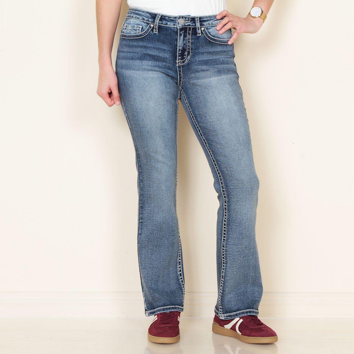 Jeans Recto Tiro Medio Pretina Basica 1 Boton Bolsillos Traseros-0