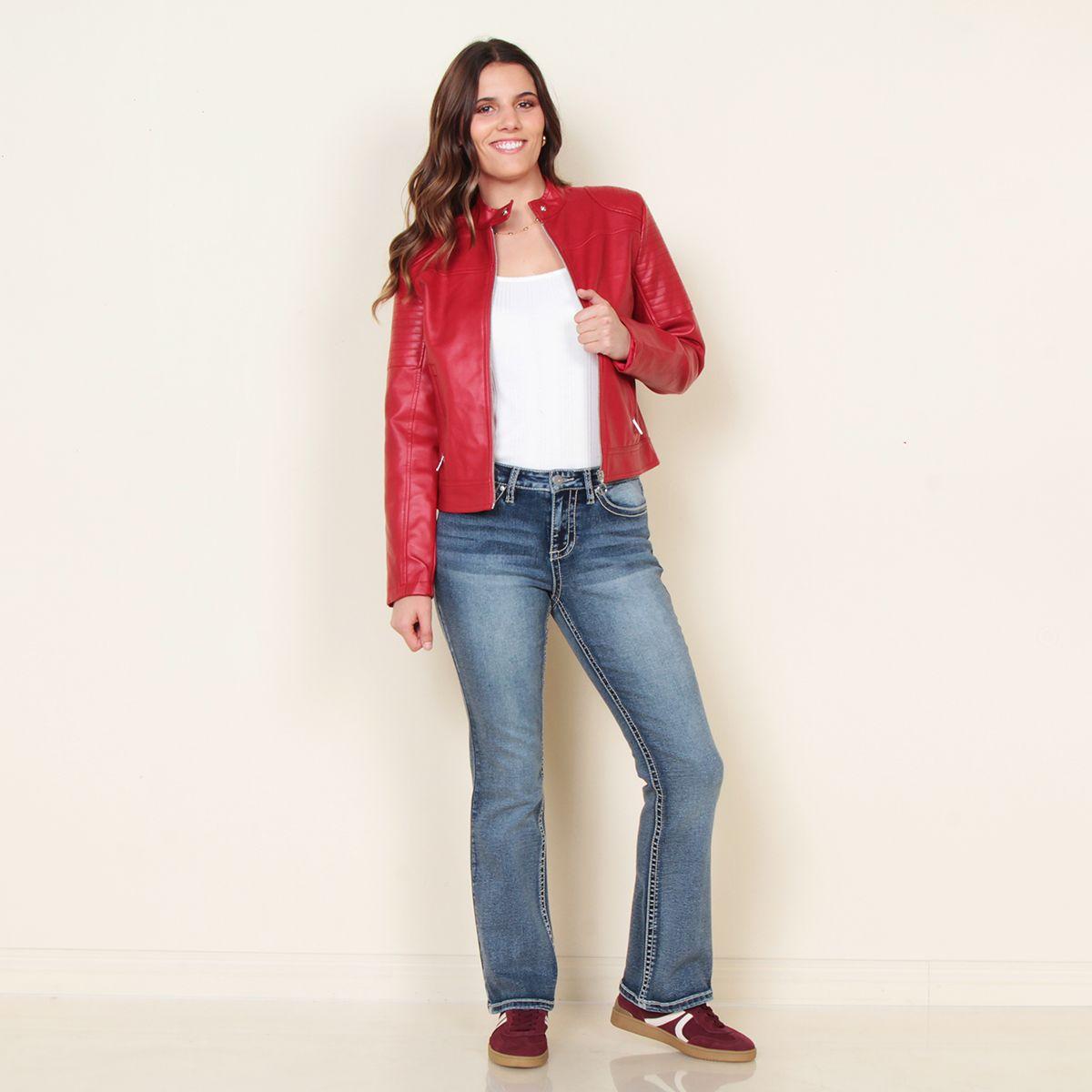 Jeans Recto Tiro Medio Pretina Basica 1 Boton Bolsillos Traseros-6