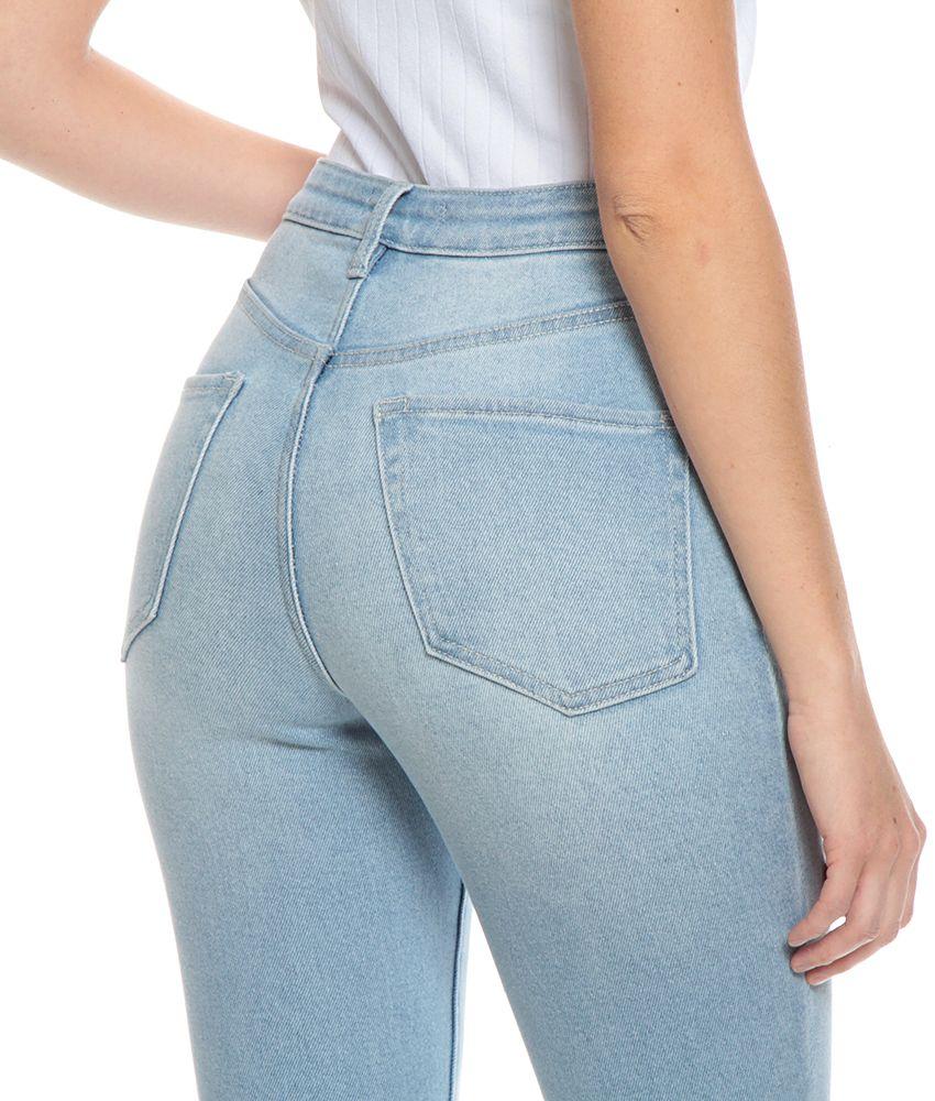 Jeans Pitillo Basico  Tiro Alto Pretina Basica Un Boton Rotura Rodilla-5