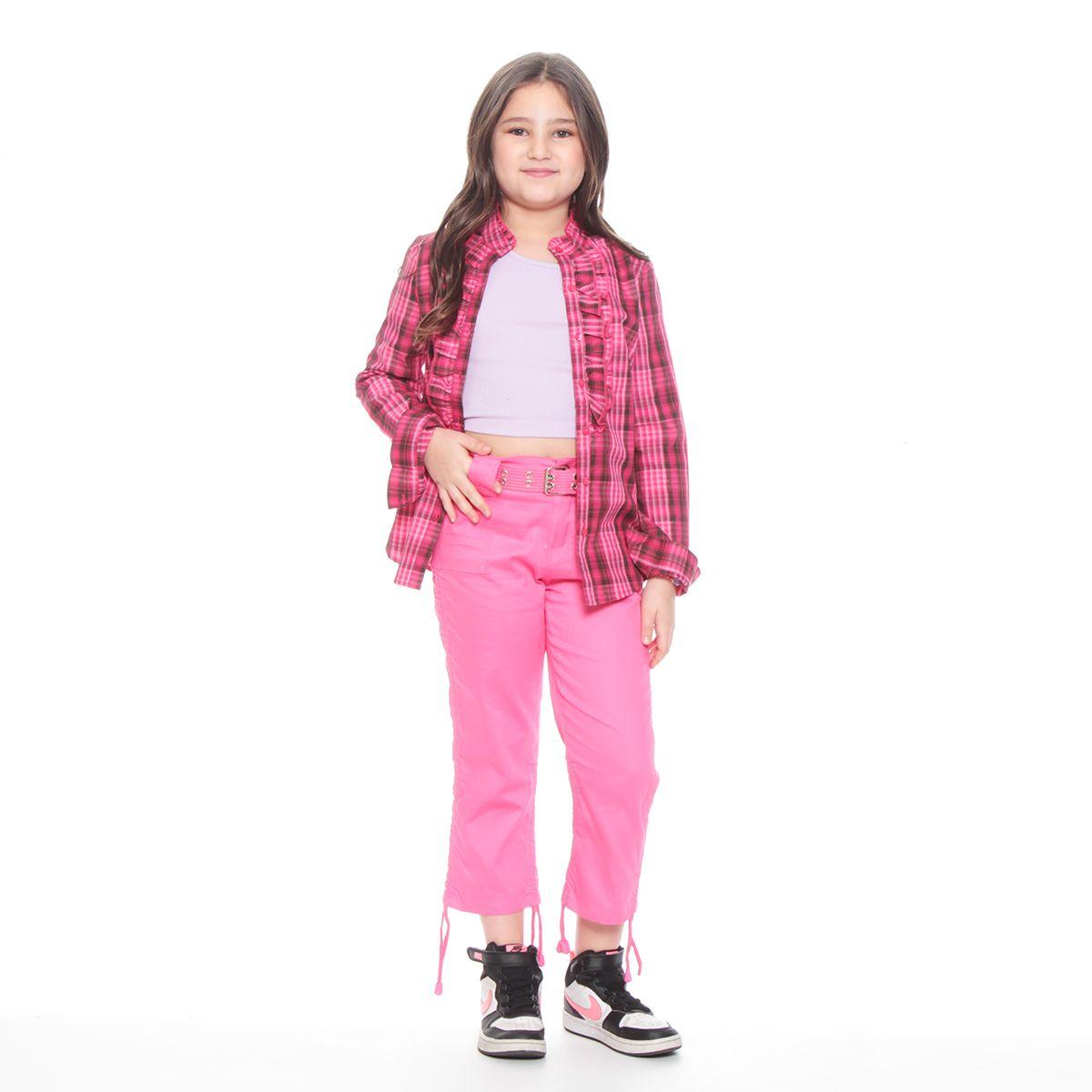 CAPRI ROSADO INFANTIL CON CINTURON Y RECOGIDO EN BASTA-3