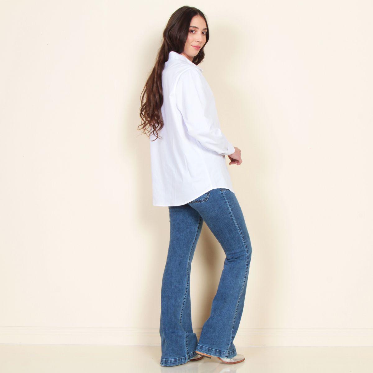 Blusa Manga Larga Solida Abotonada  Con Aplicacion En Cuello Y Cruce-6