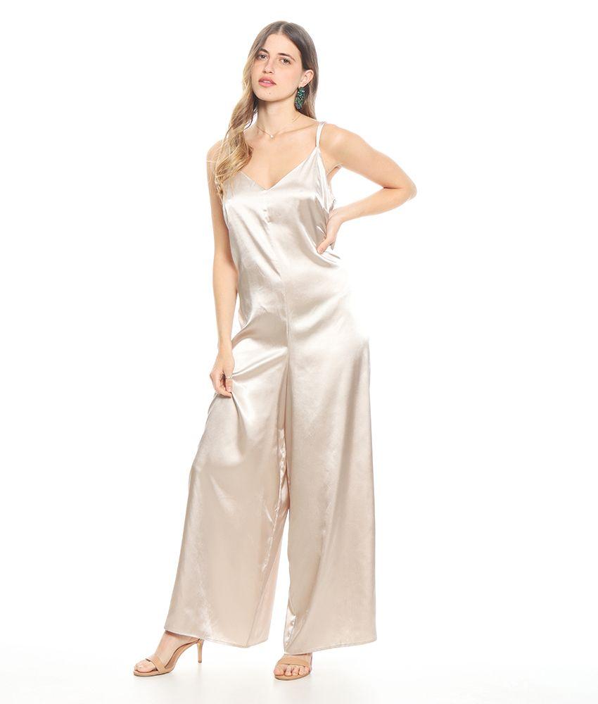 Enterito Sin Manga Tirantes Cruzado Espalda Solido Satinado Escote V-0