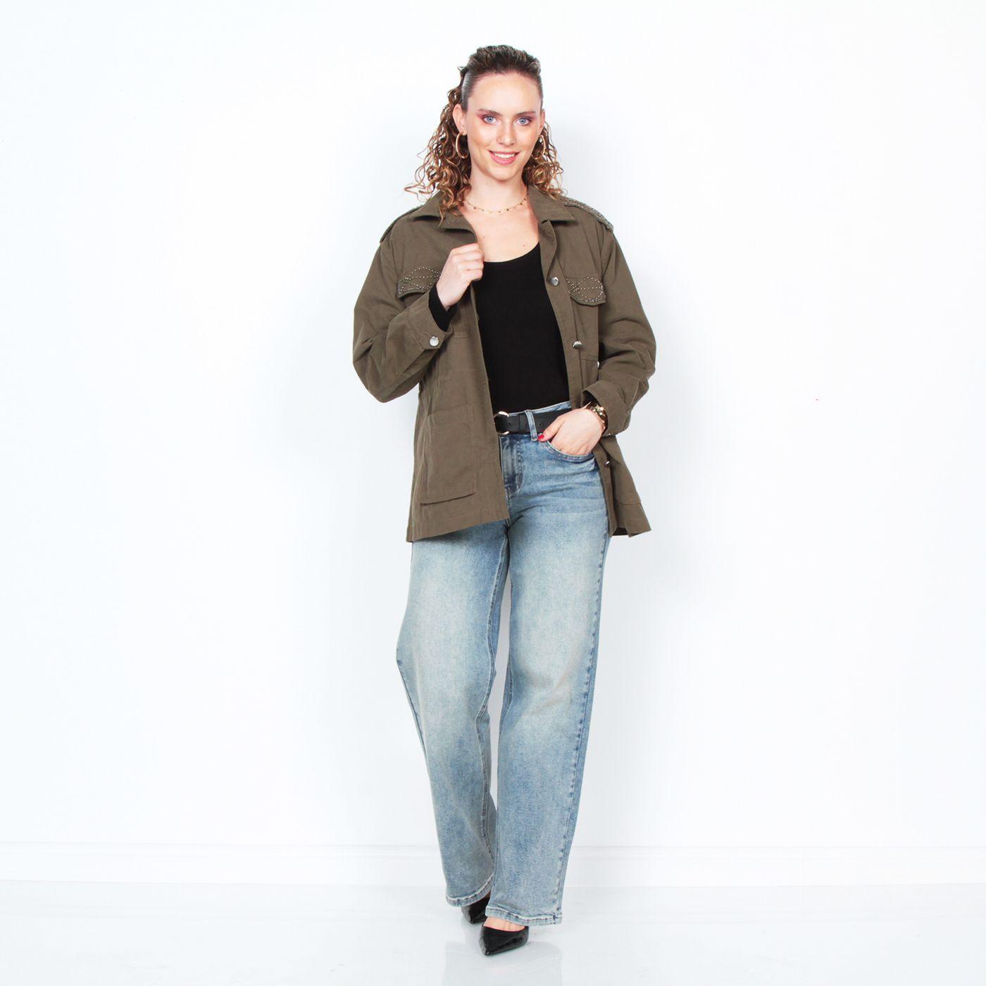 Chaqueta Manga Larga Abotonada En El Delantero Y Bolsillos-4