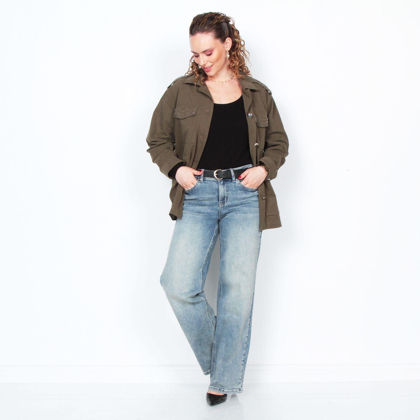 Chaqueta Manga Larga Abotonada En El Delantero Y Bolsillos-5