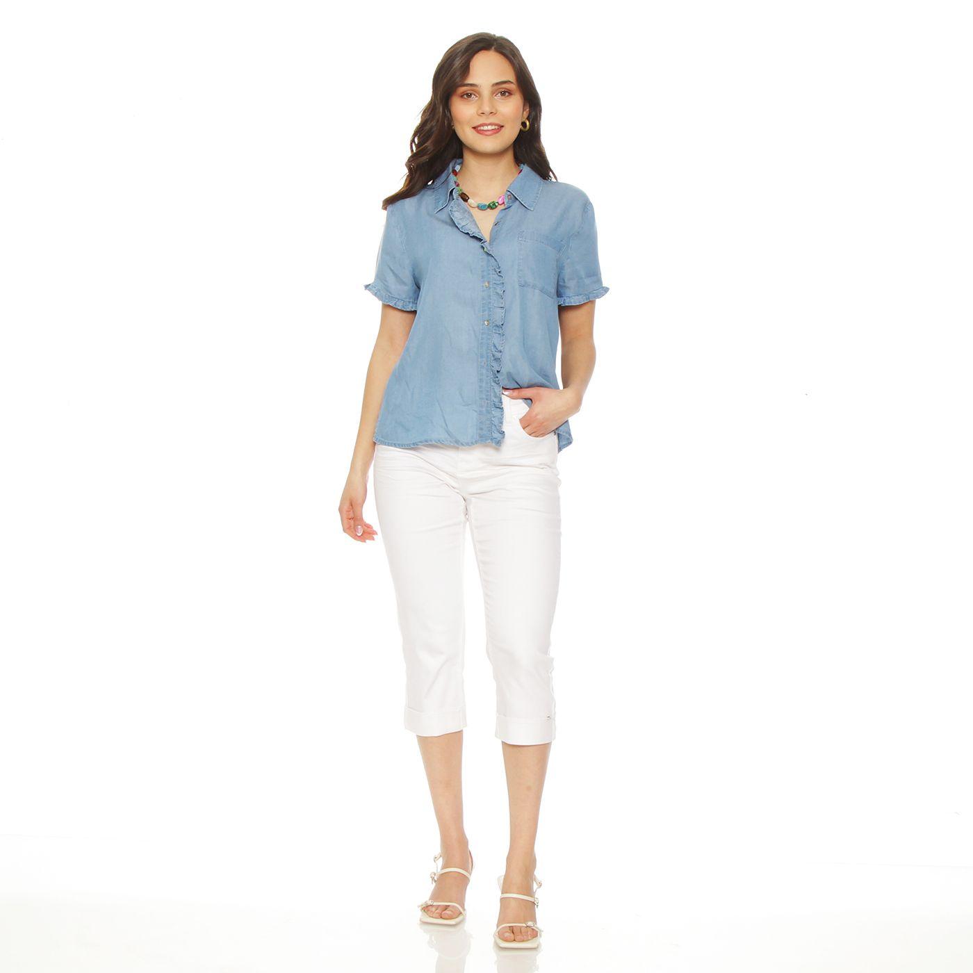 Blusa Manga Corta Lyocell Delantero Ruchas Bolsillo Parche-3