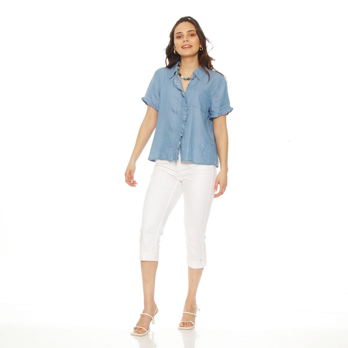Blusa Manga Corta Lyocell Delantero Ruchas Bolsillo Parche-4
