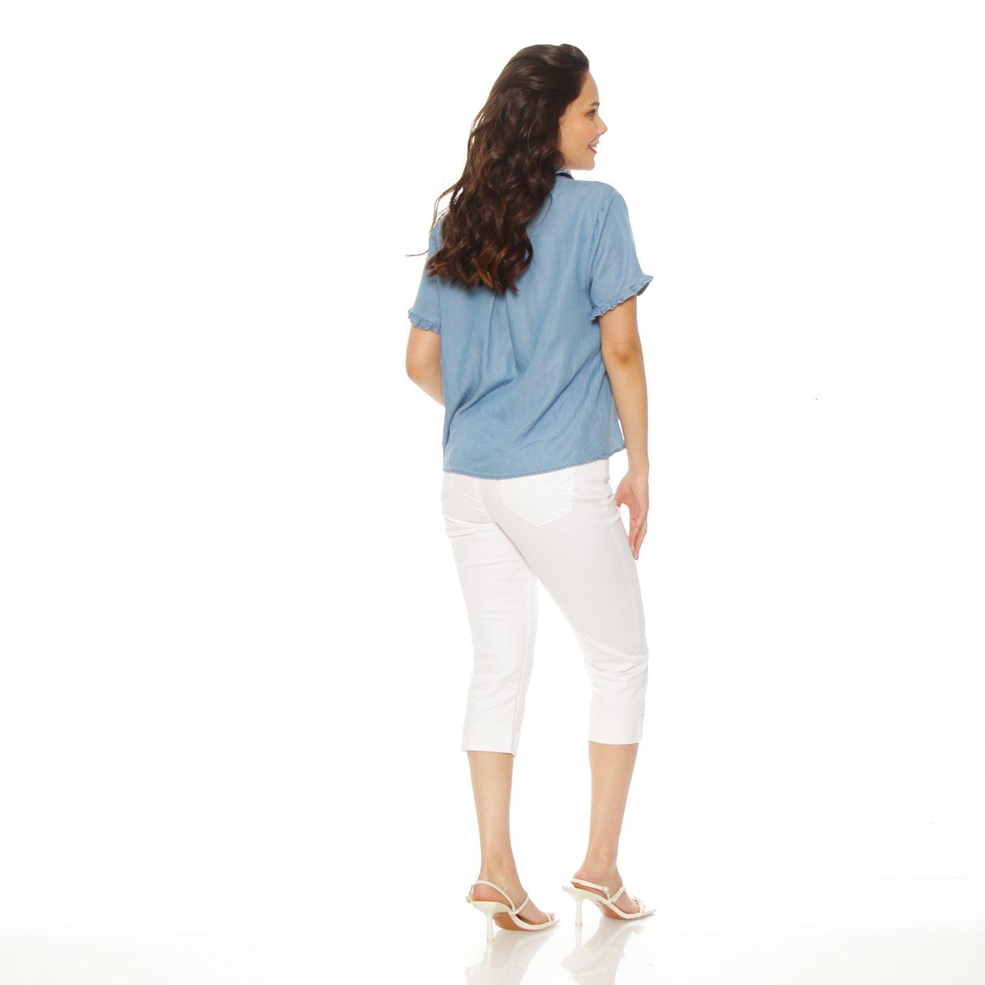 Blusa Manga Corta Lyocell Delantero Ruchas Bolsillo Parche-6