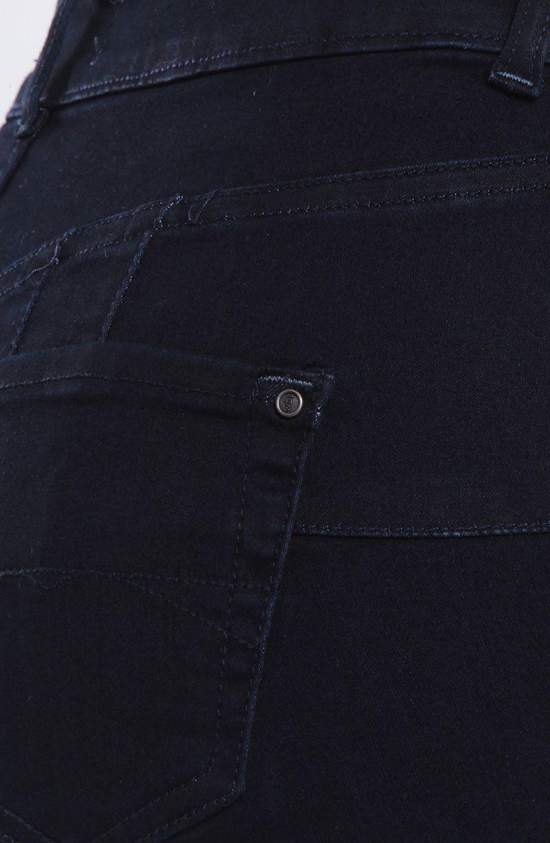 Jeans Flare Tiro Alto Pretina Basica 1 Boton Push Up-4