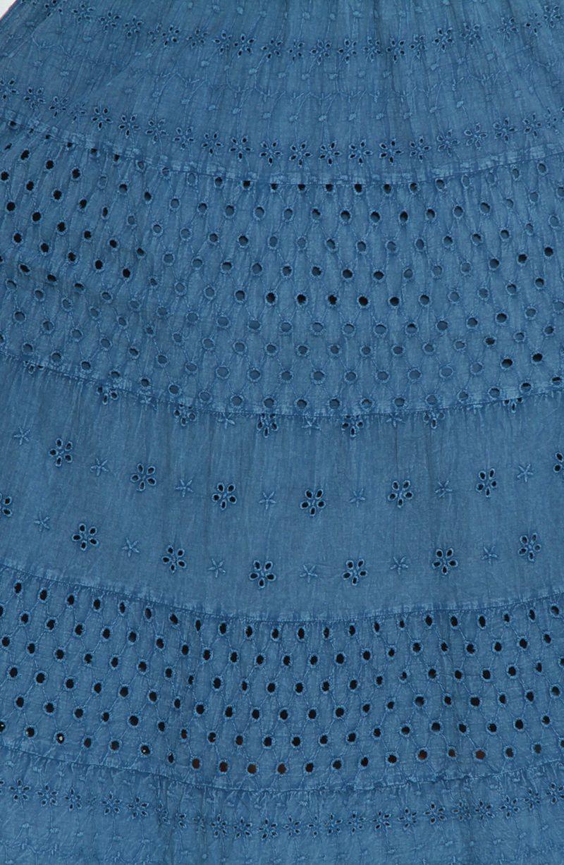 Falda Larga Brodery Con Corte Cintura Elasticada-2