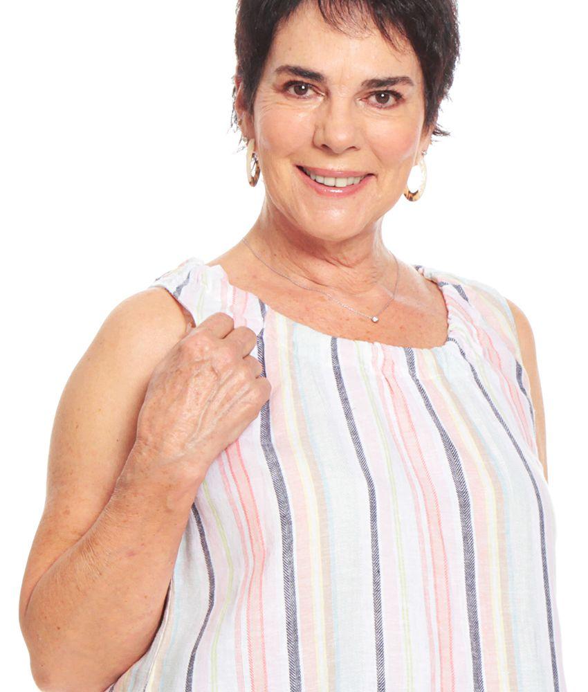 Blusa Sin Manga Listada  Escote Redondo-1