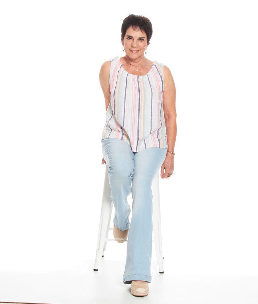 Blusa Sin Manga Listada  Escote Redondo-6