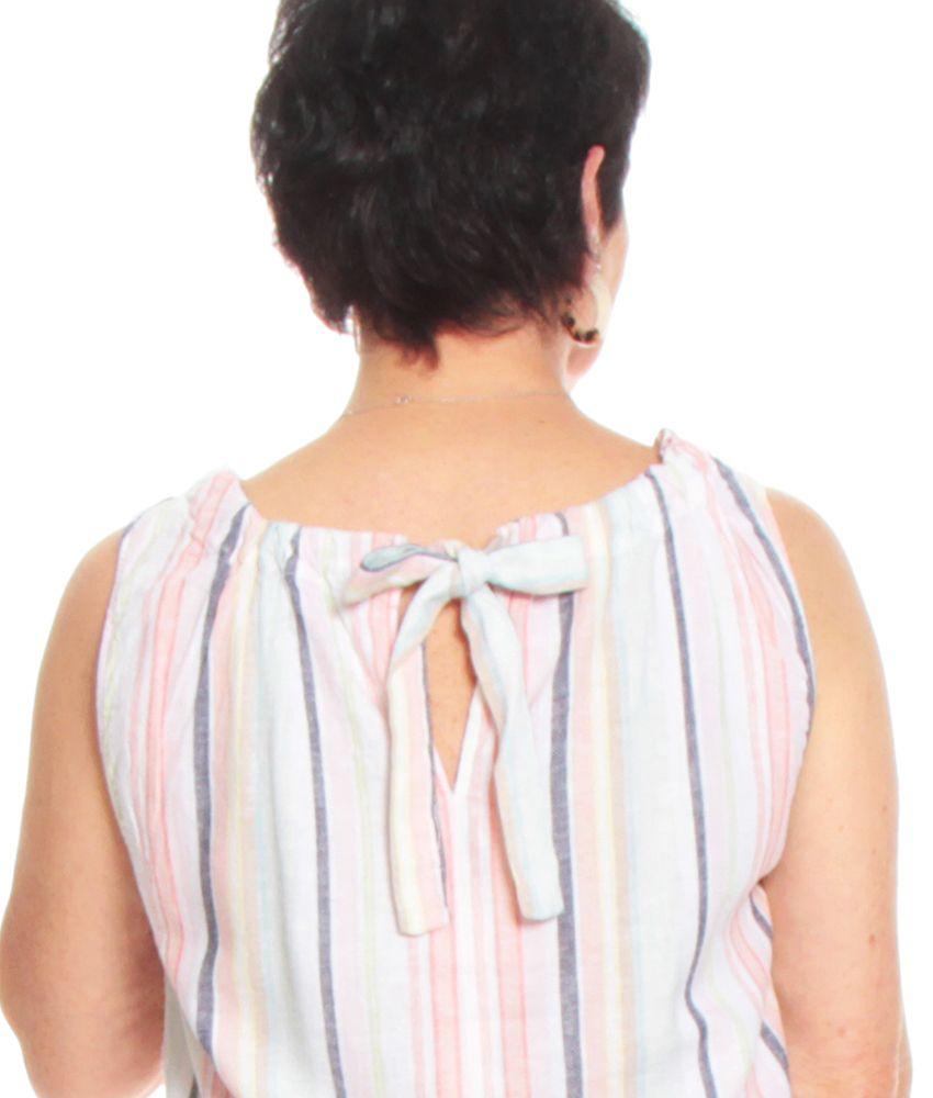 Blusa Sin Manga Listada  Escote Redondo-7