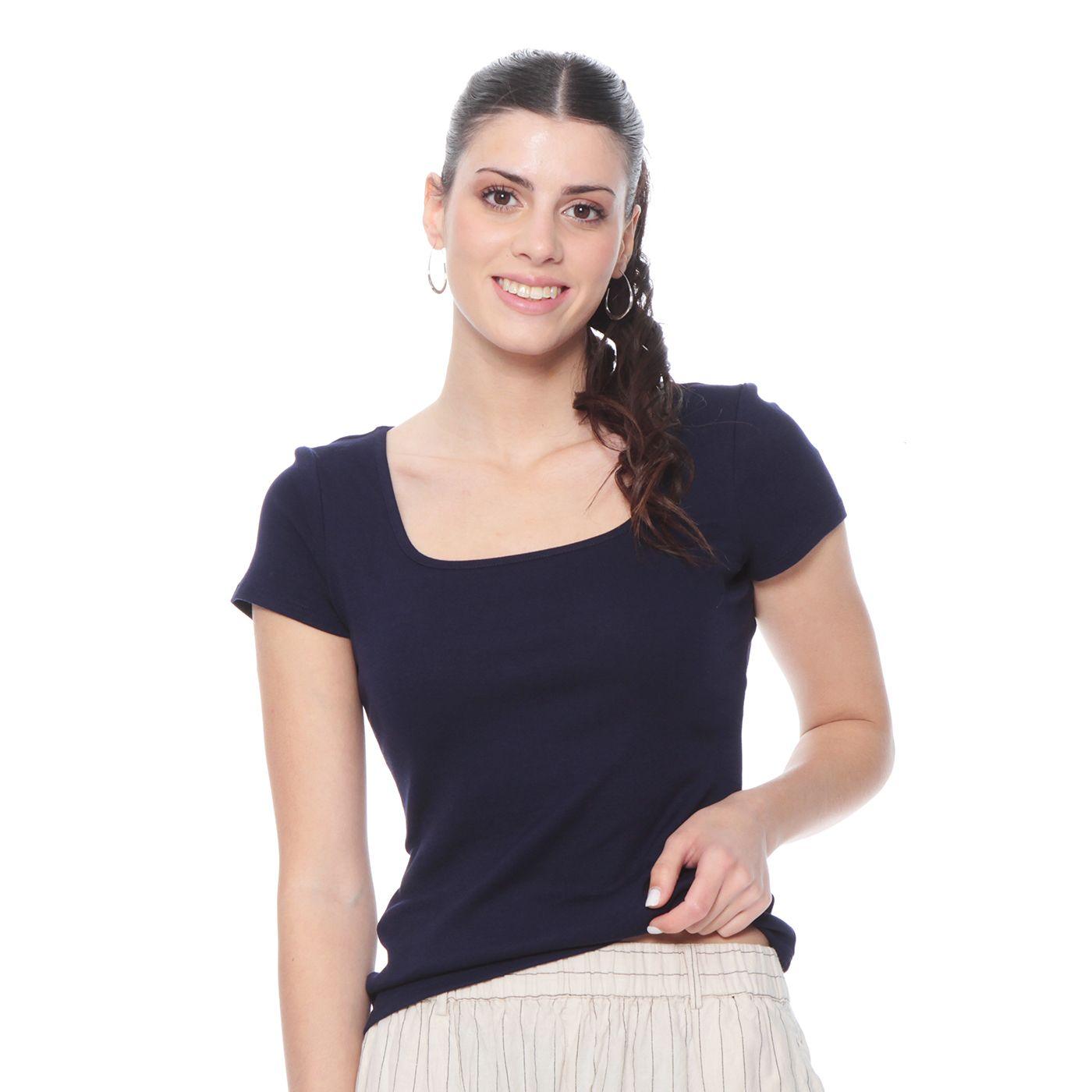 Polera Manga Corta Solida Escote  Cuadrado-1