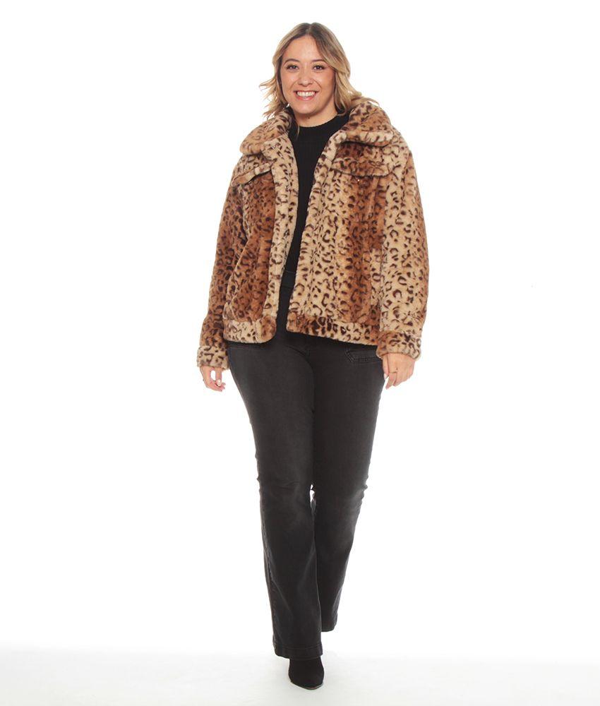 CHAQUETA MANGA LARGA DE PIEL SINTETICA ANIMAL PRINT-5