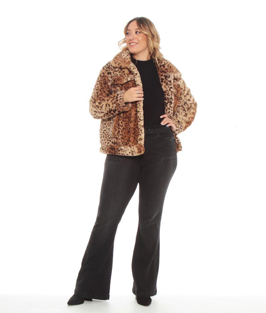 CHAQUETA MANGA LARGA DE PIEL SINTETICA ANIMAL PRINT-7