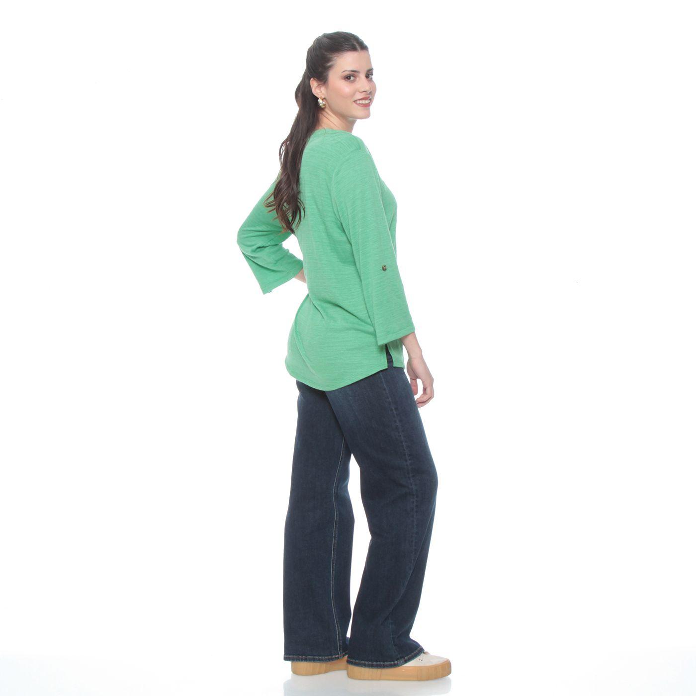 Blusa Manga Larga Ajustable  Solida  Botones Delantero-6