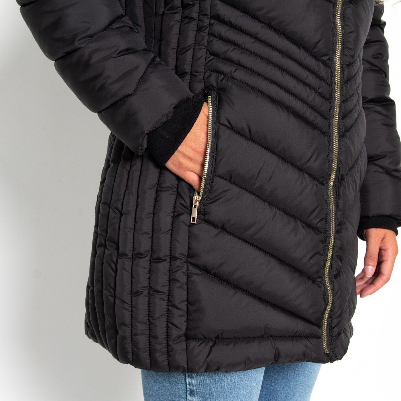 Parka Manga Larga Con Capucha Y  Cierre En Delantero-3