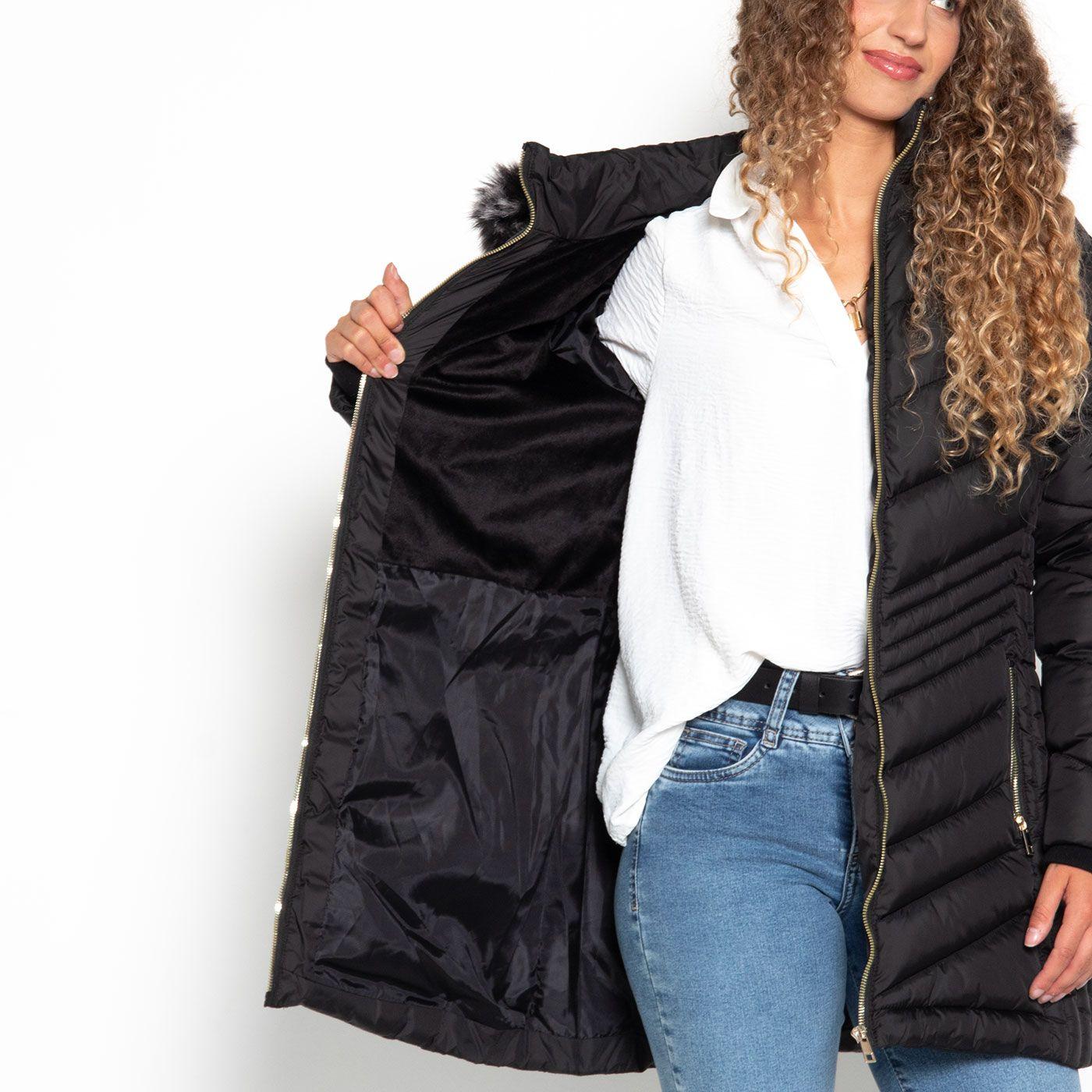 Parka Manga Larga Con Capucha Y  Cierre En Delantero-5