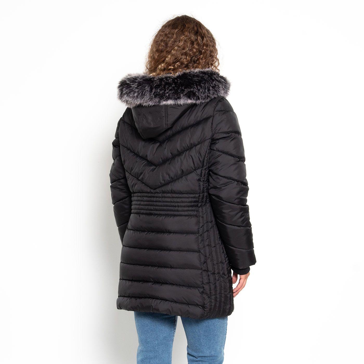 Parka Manga Larga Con Capucha Y  Cierre En Delantero-7