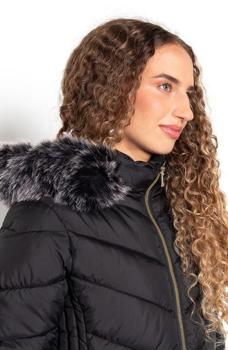 Parka Manga Larga Con Capucha Y  Cierre En Delantero-2